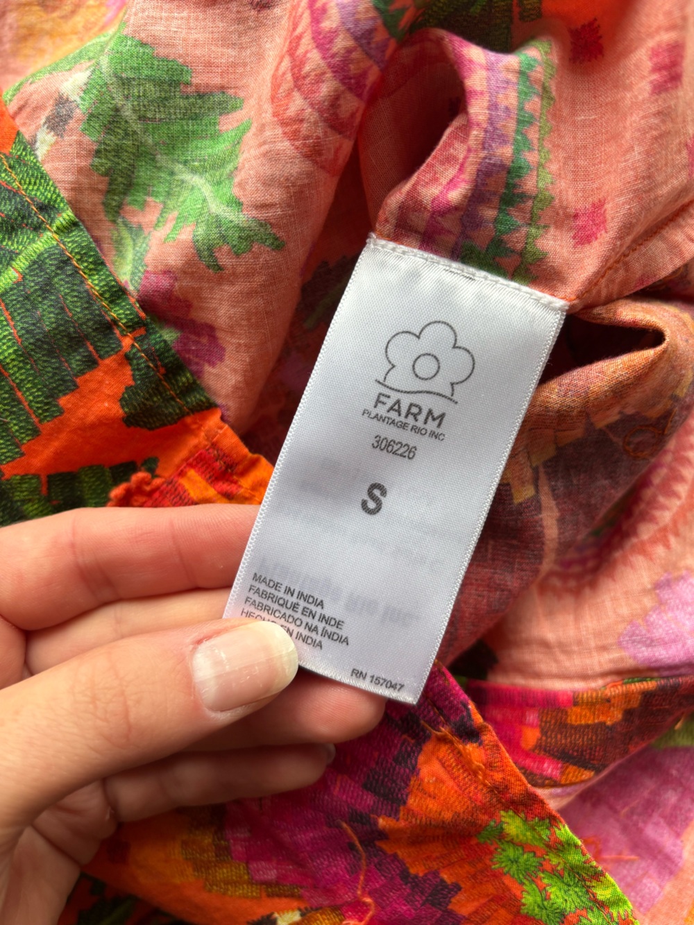 FARM RIO Cotton Blooming Garden Blouse Orange Floral Size Small - Picture 10 of 12